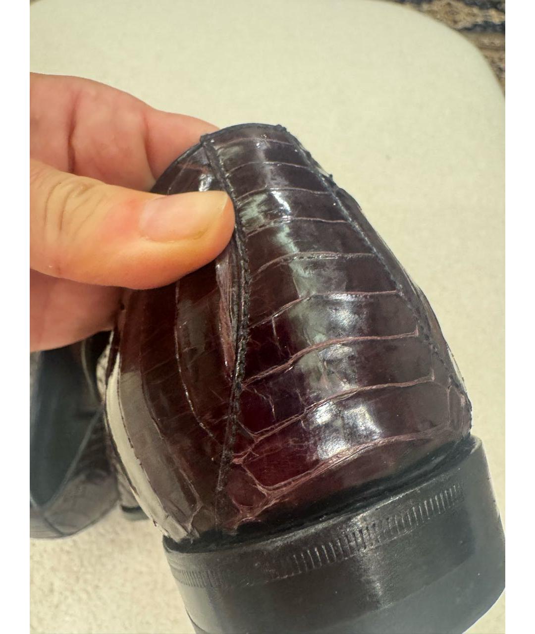 GUCCI Бордовые туфли из экзотической кожи, фото 7