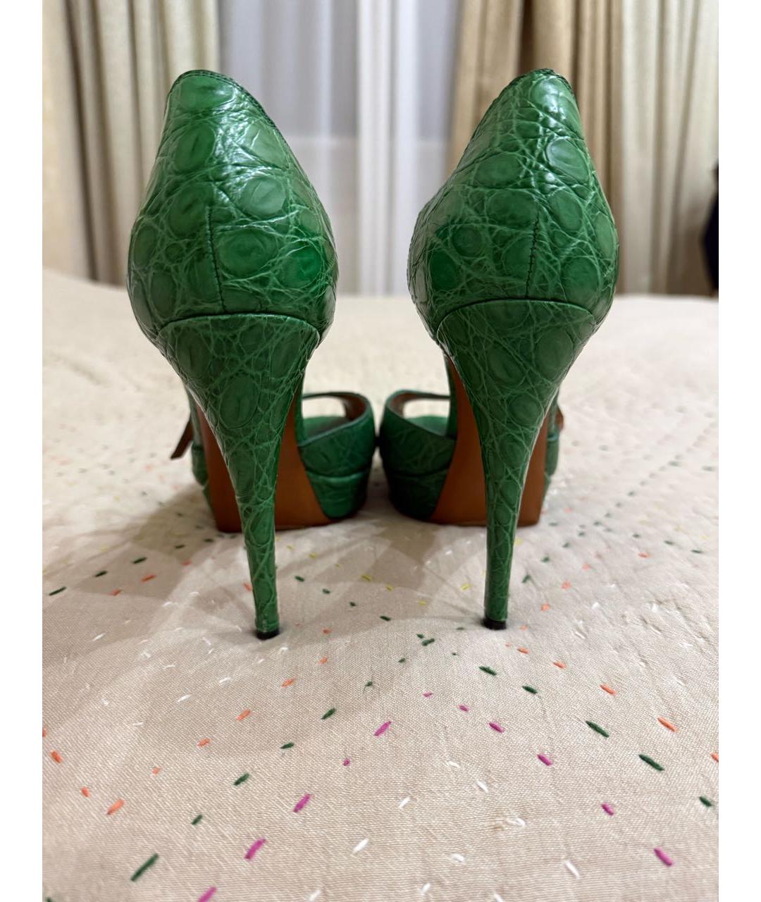 GUCCI Зеленые кожаные босоножки, фото 7