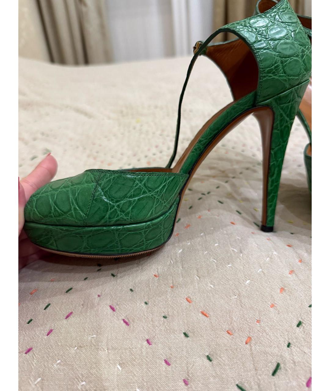 GUCCI Зеленые кожаные босоножки, фото 3