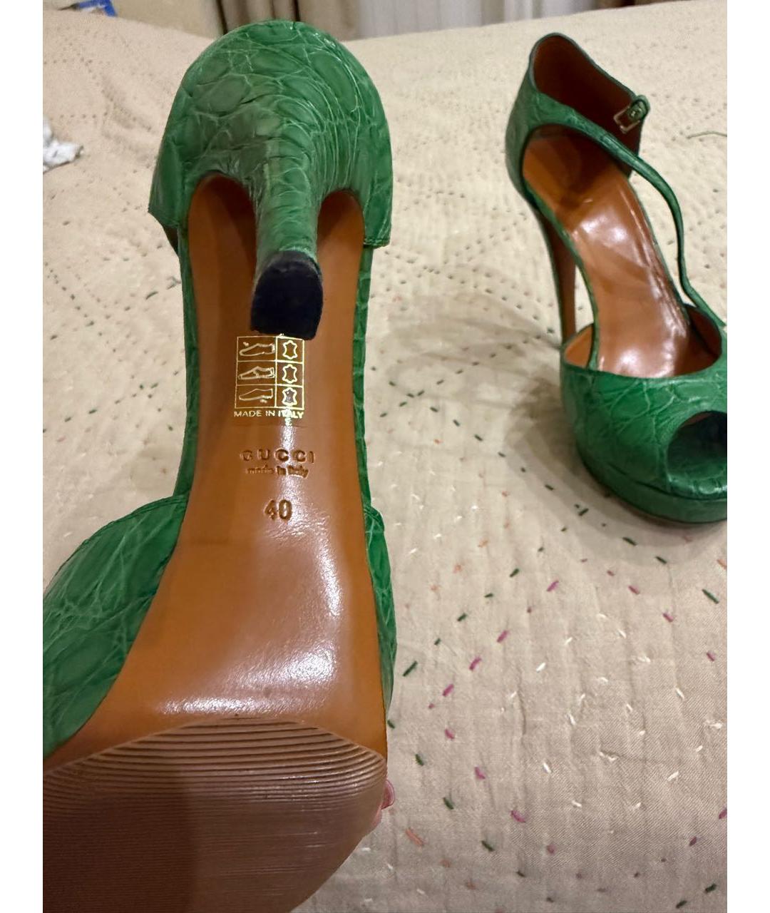 GUCCI Зеленые кожаные босоножки, фото 6