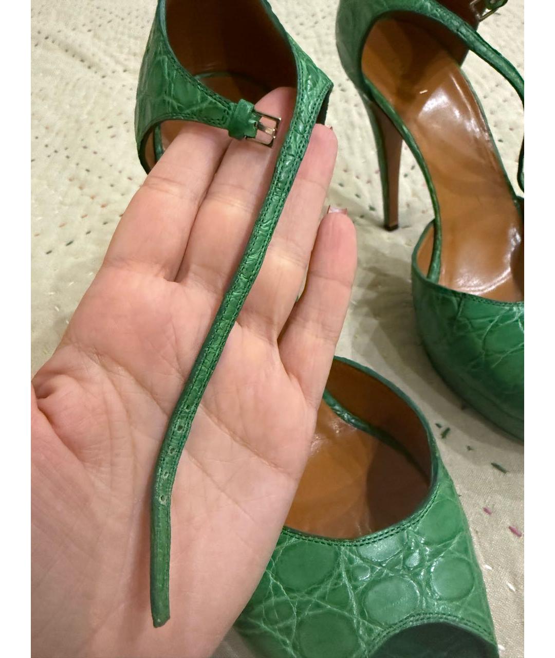 GUCCI Зеленые кожаные босоножки, фото 5