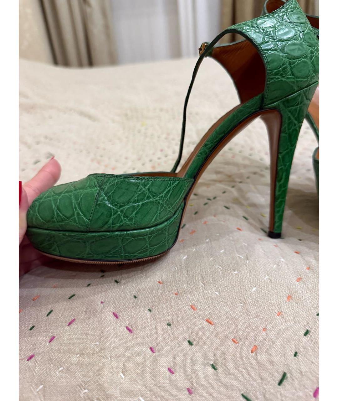 GUCCI Зеленые кожаные босоножки, фото 4