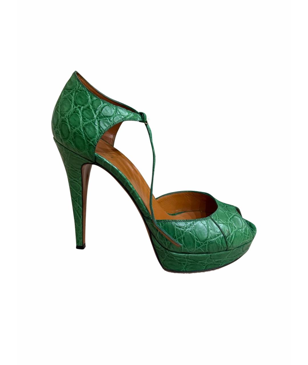 GUCCI Зеленые кожаные босоножки, фото 1