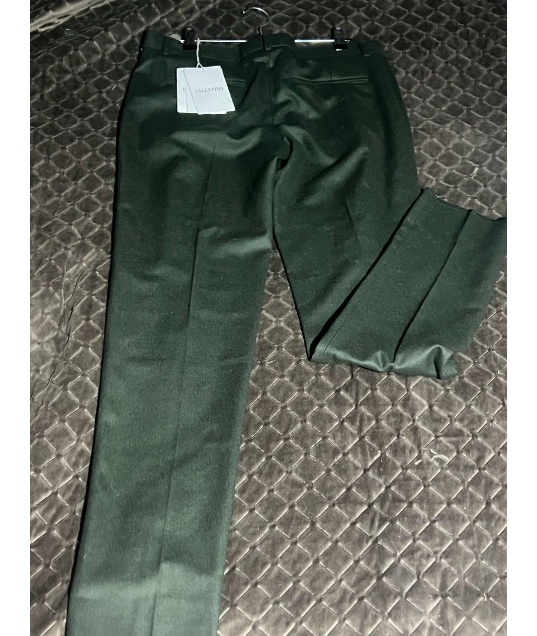 VALENTINO Зеленые шерстяные прямые брюки, фото 2