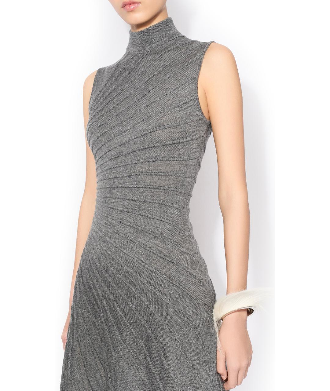 ALAIA Серое шерстяное повседневное платье, фото 3