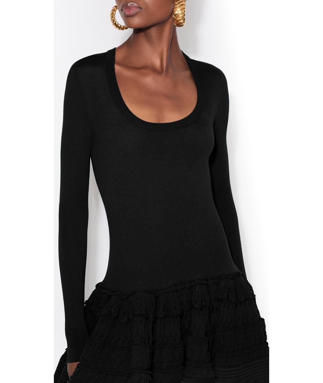 ALAIA Черное шерстяное повседневное платье, фото 3