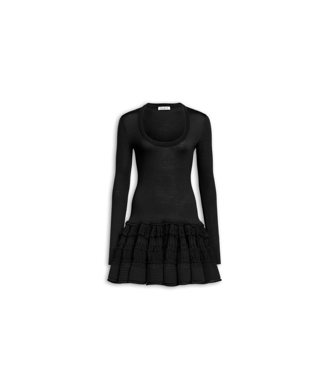 ALAIA Черное шерстяное повседневное платье, фото 1