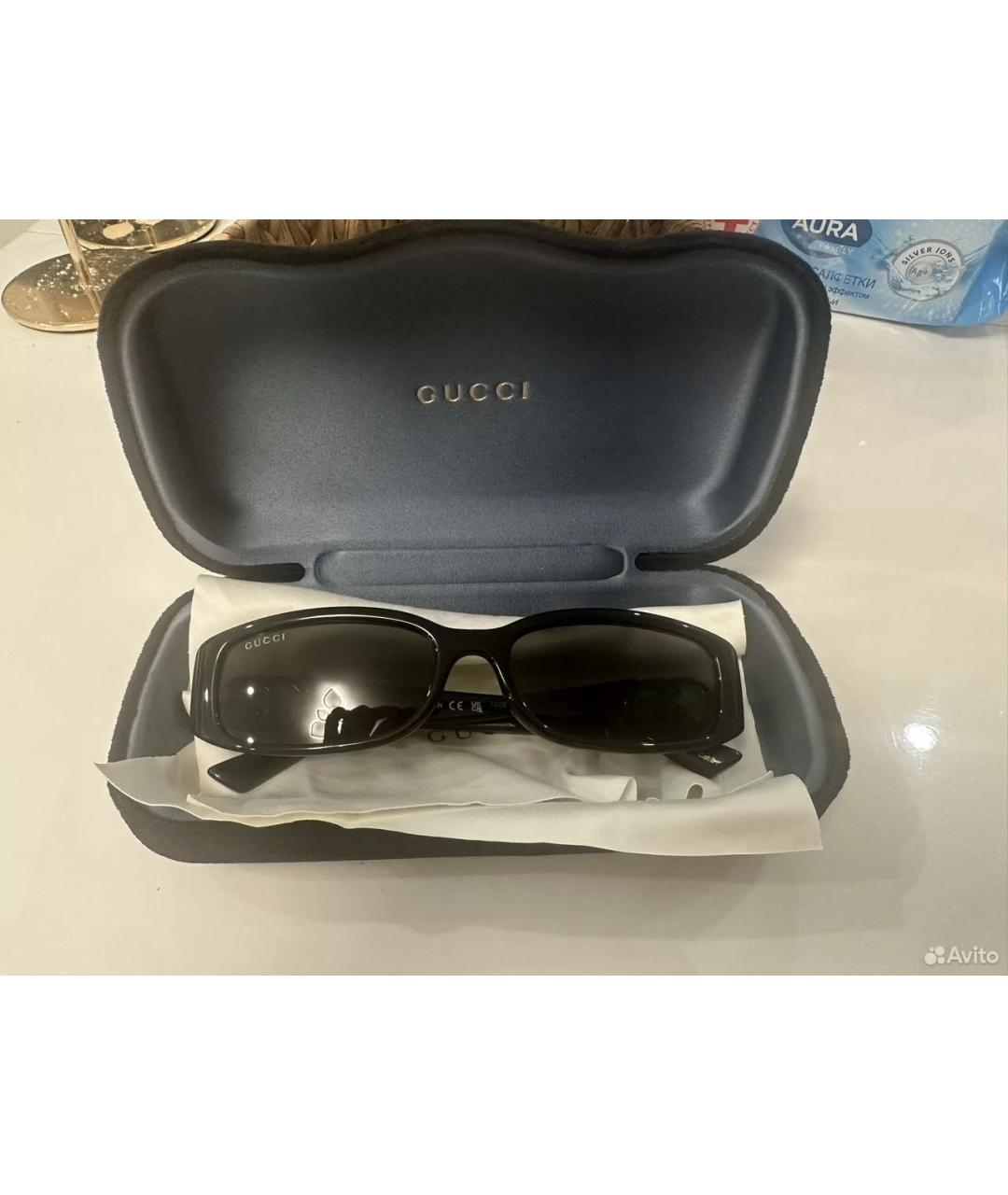 GUCCI Черные пластиковые солнцезащитные очки, фото 2