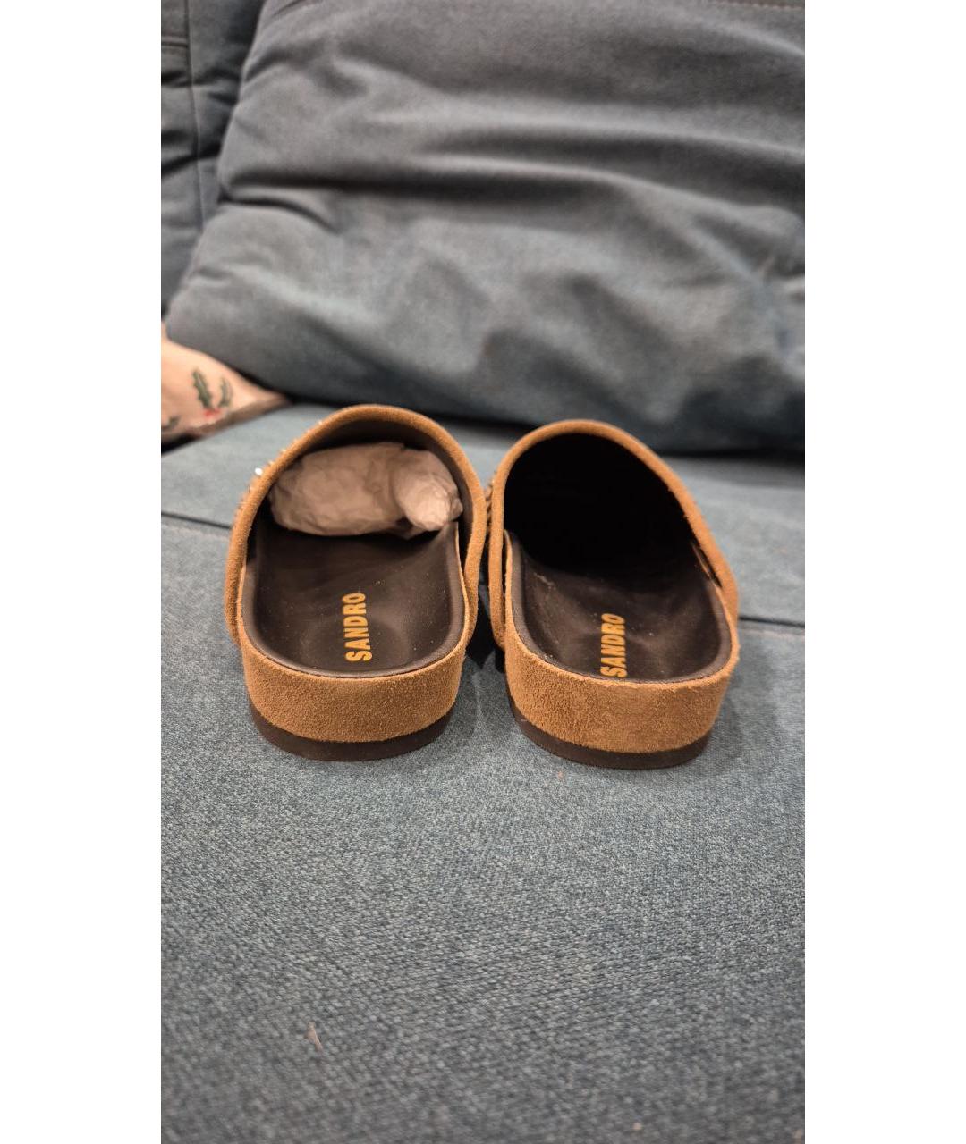 SANDRO Хаки замшевые мюли, фото 4
