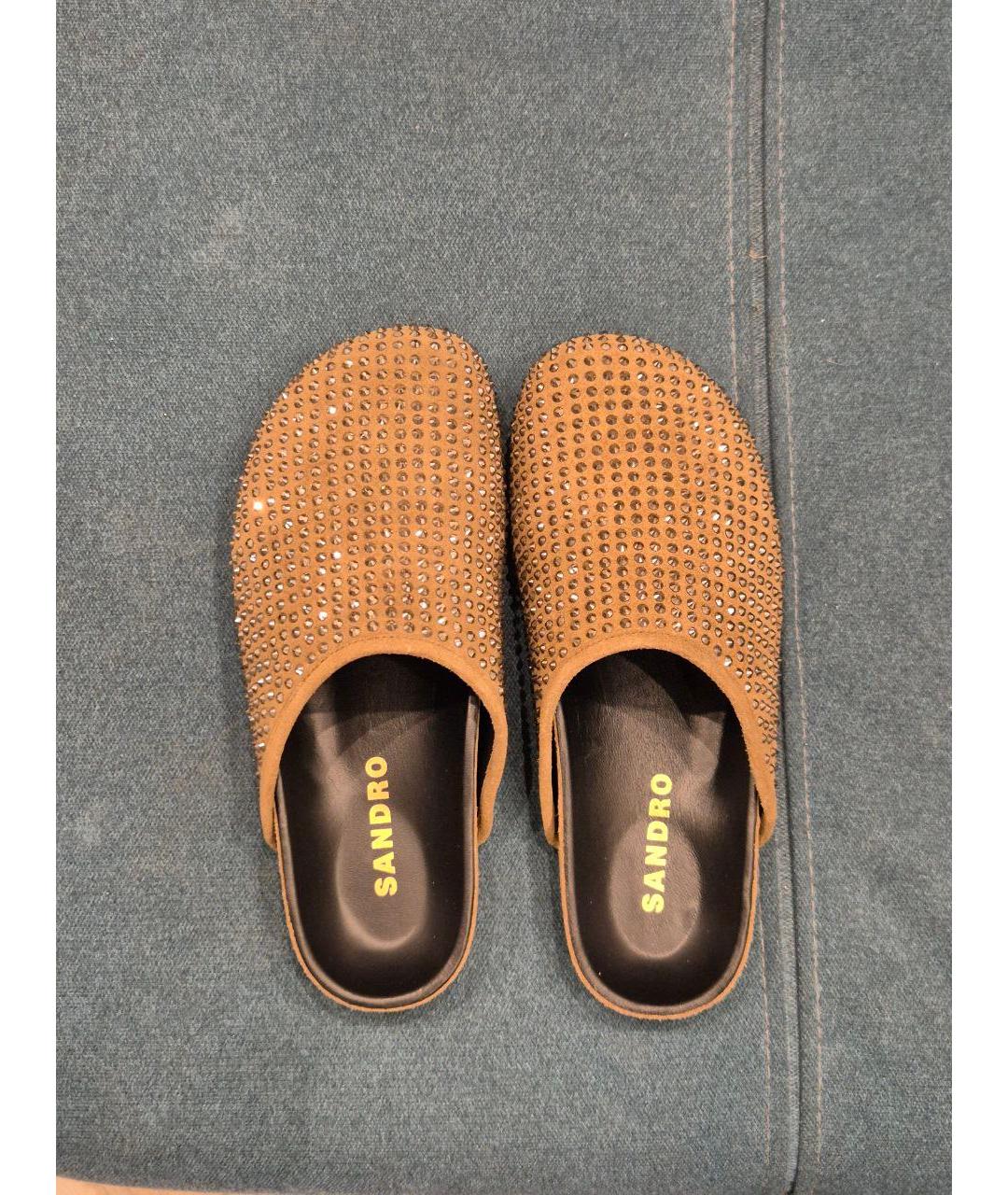 SANDRO Хаки замшевые мюли, фото 2