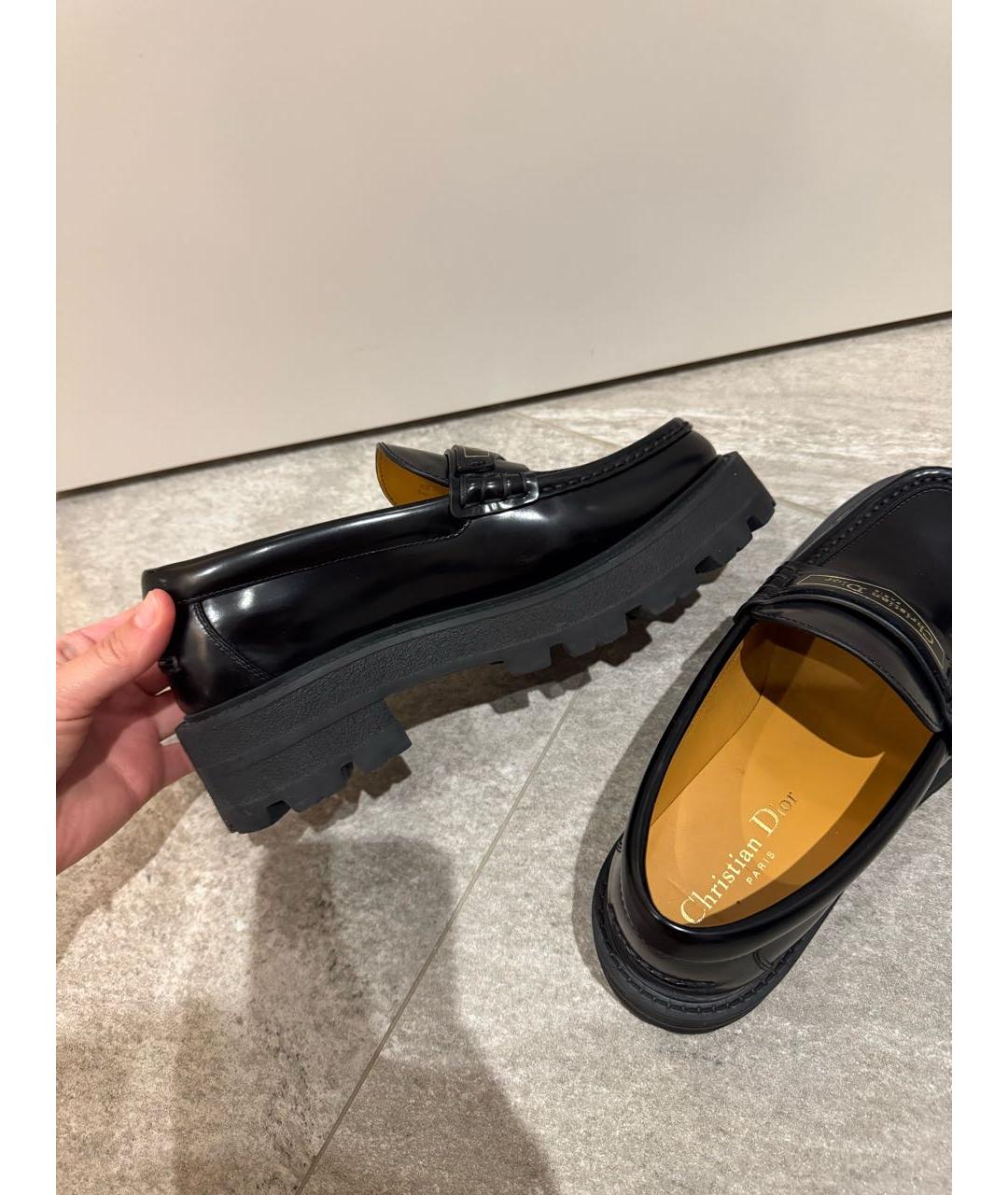 CHRISTIAN DIOR Черные кожаные лоферы, фото 8