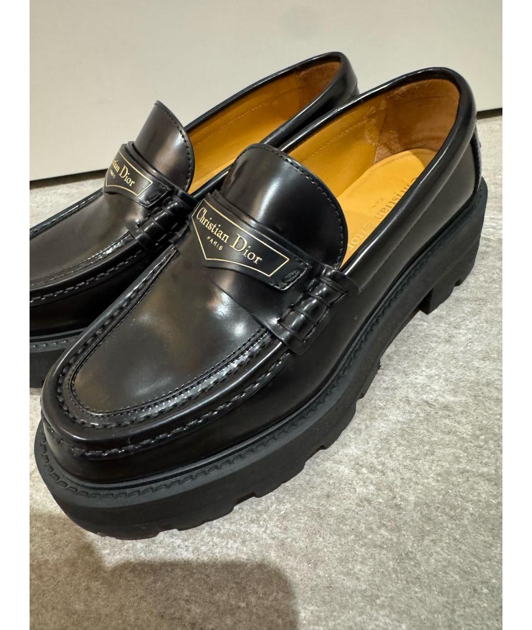 CHRISTIAN DIOR Черные кожаные лоферы, фото 6