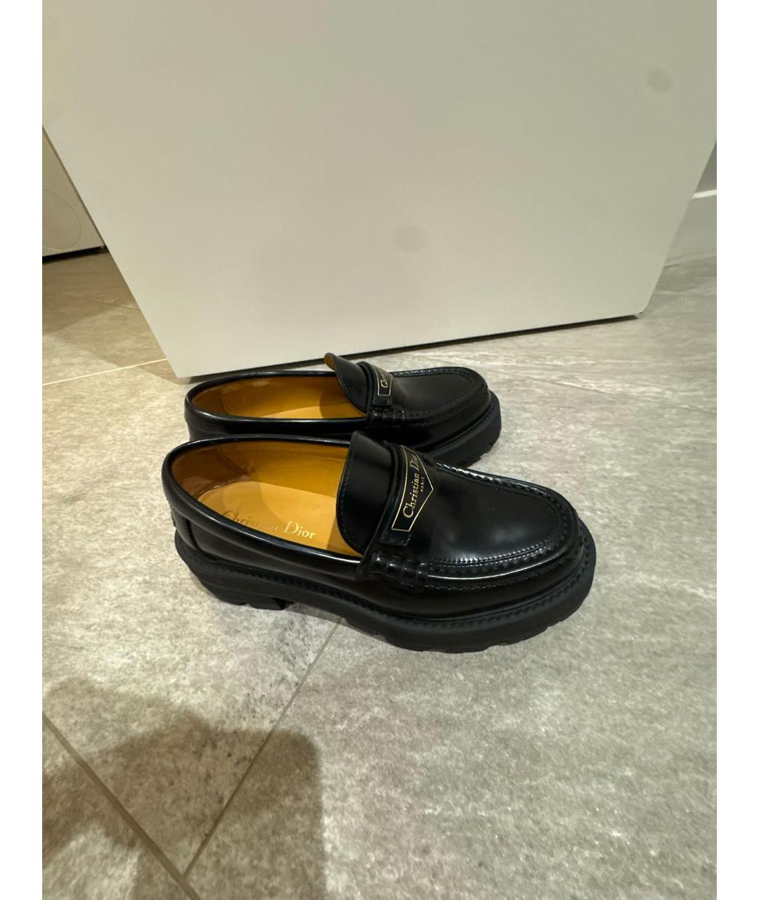 CHRISTIAN DIOR Черные кожаные лоферы, фото 5