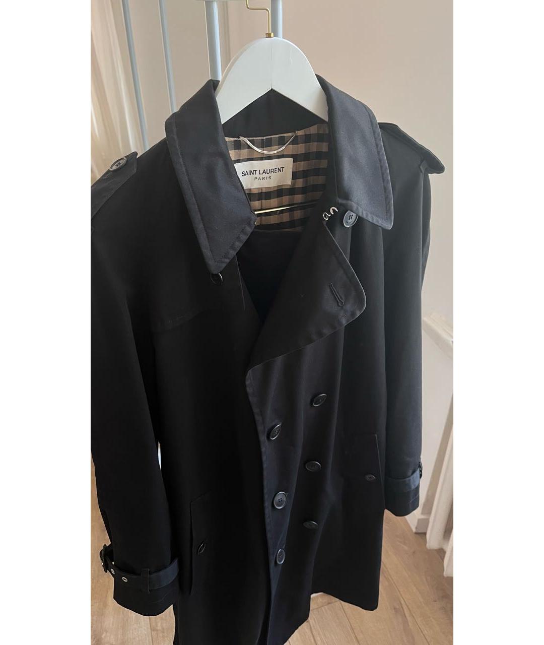 SAINT LAURENT Черный полиэстеровый тренч / плащ, фото 5