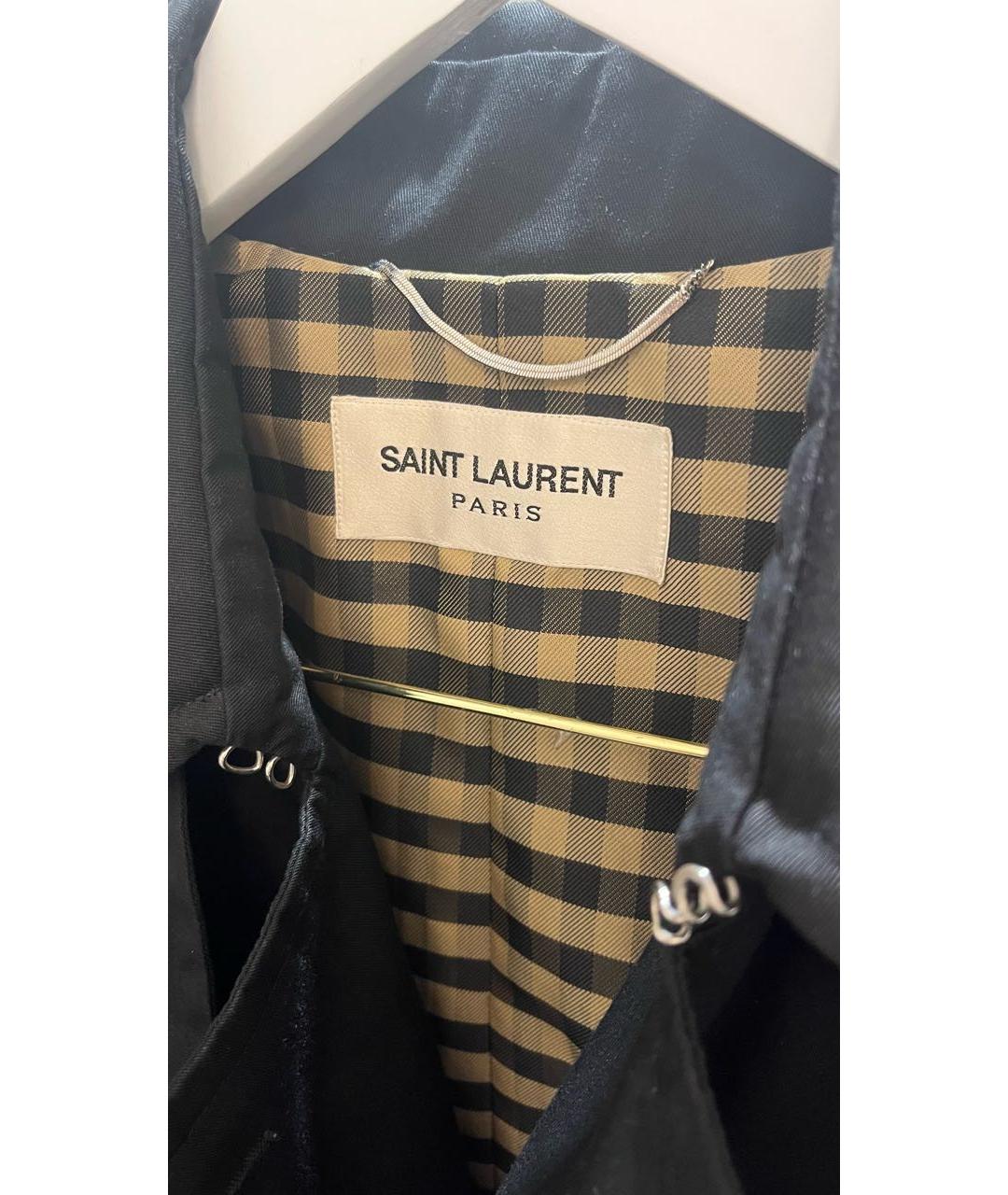 SAINT LAURENT Черный полиэстеровый тренч / плащ, фото 3