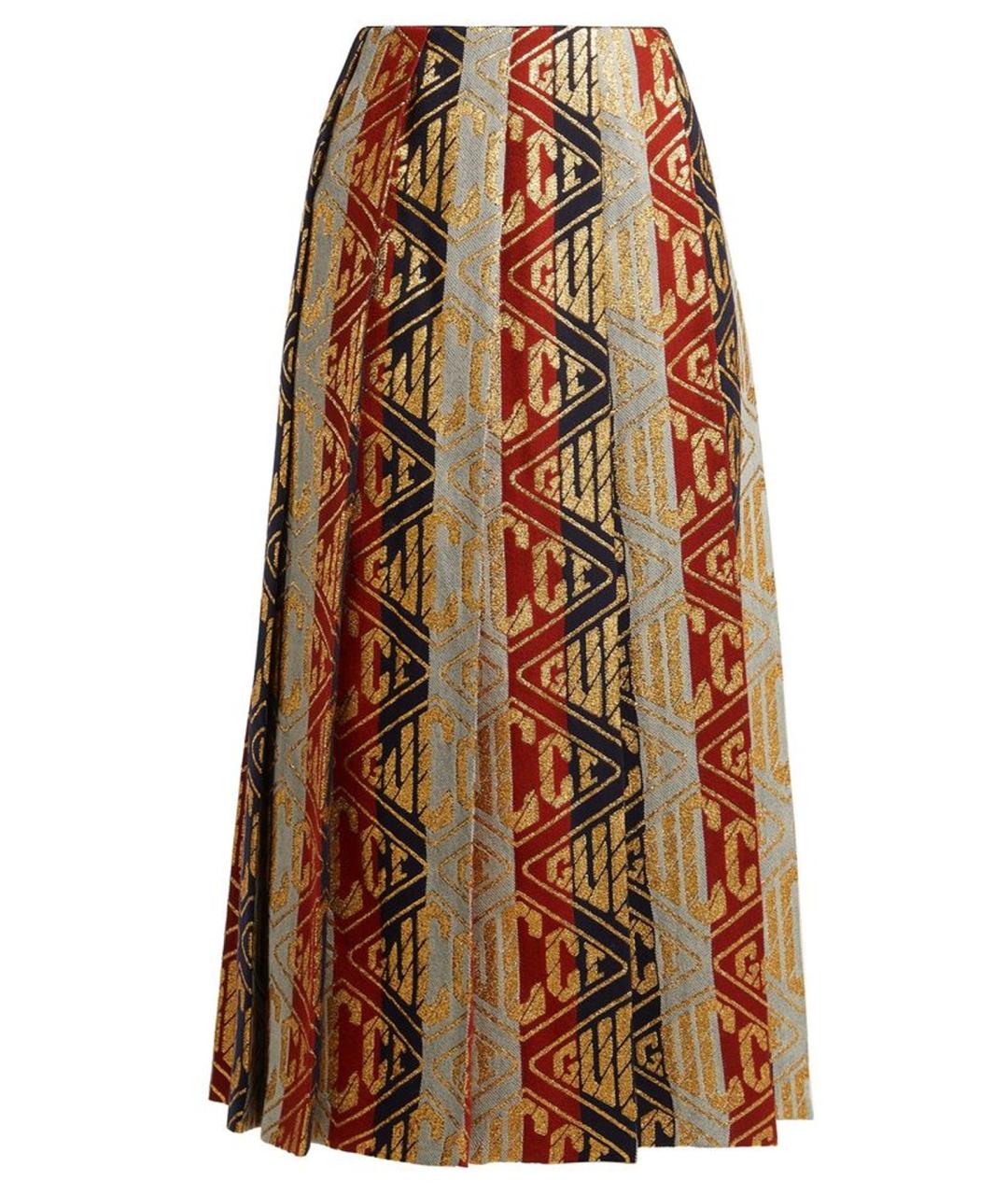 GUCCI Мульти шерстяная юбка миди, фото 1