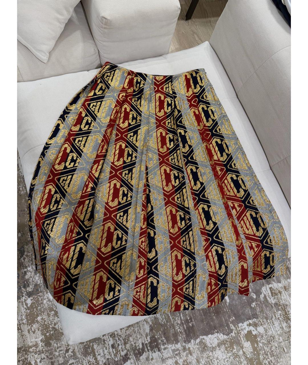 GUCCI Мульти шерстяная юбка миди, фото 2