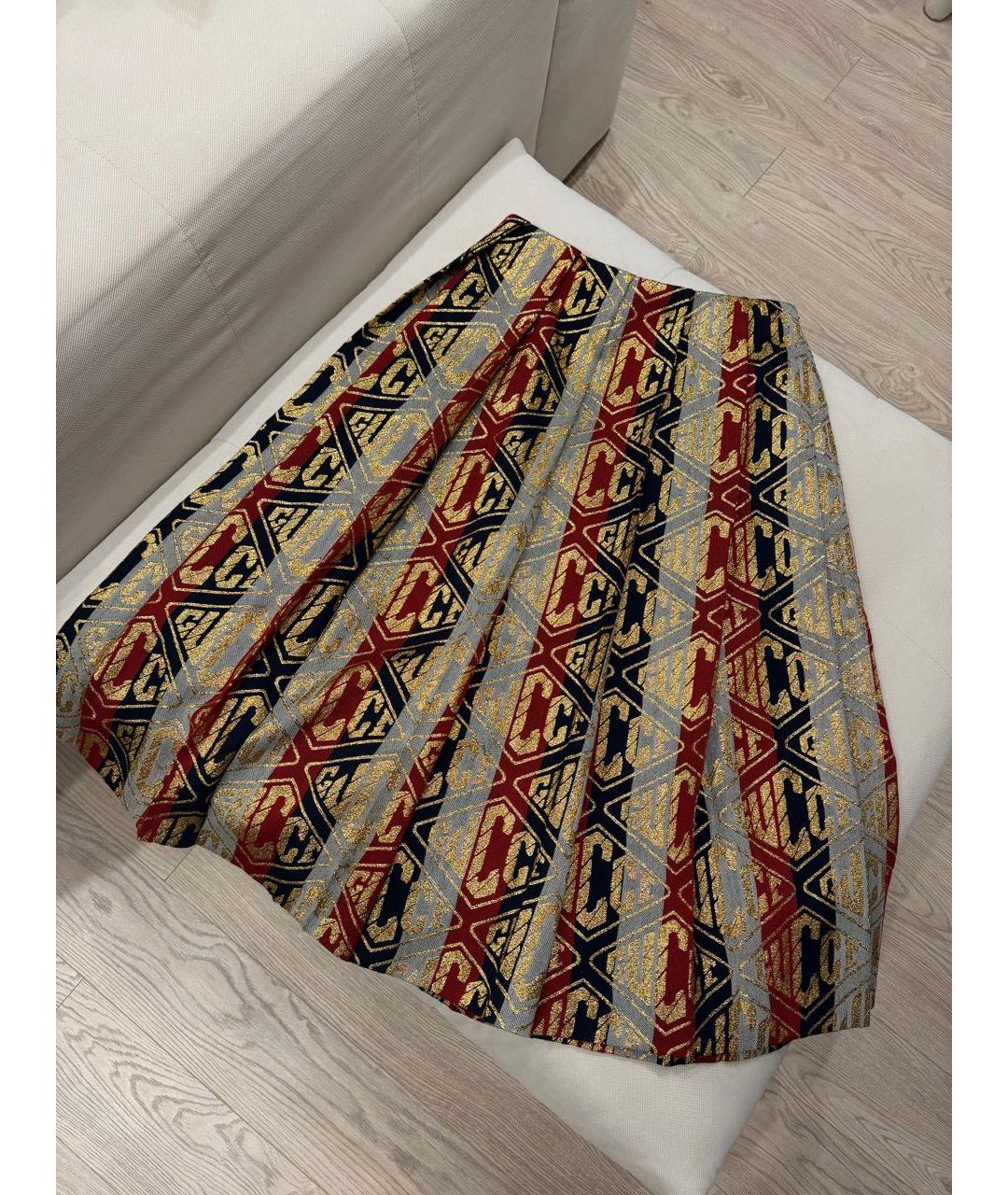 GUCCI Мульти шерстяная юбка миди, фото 6