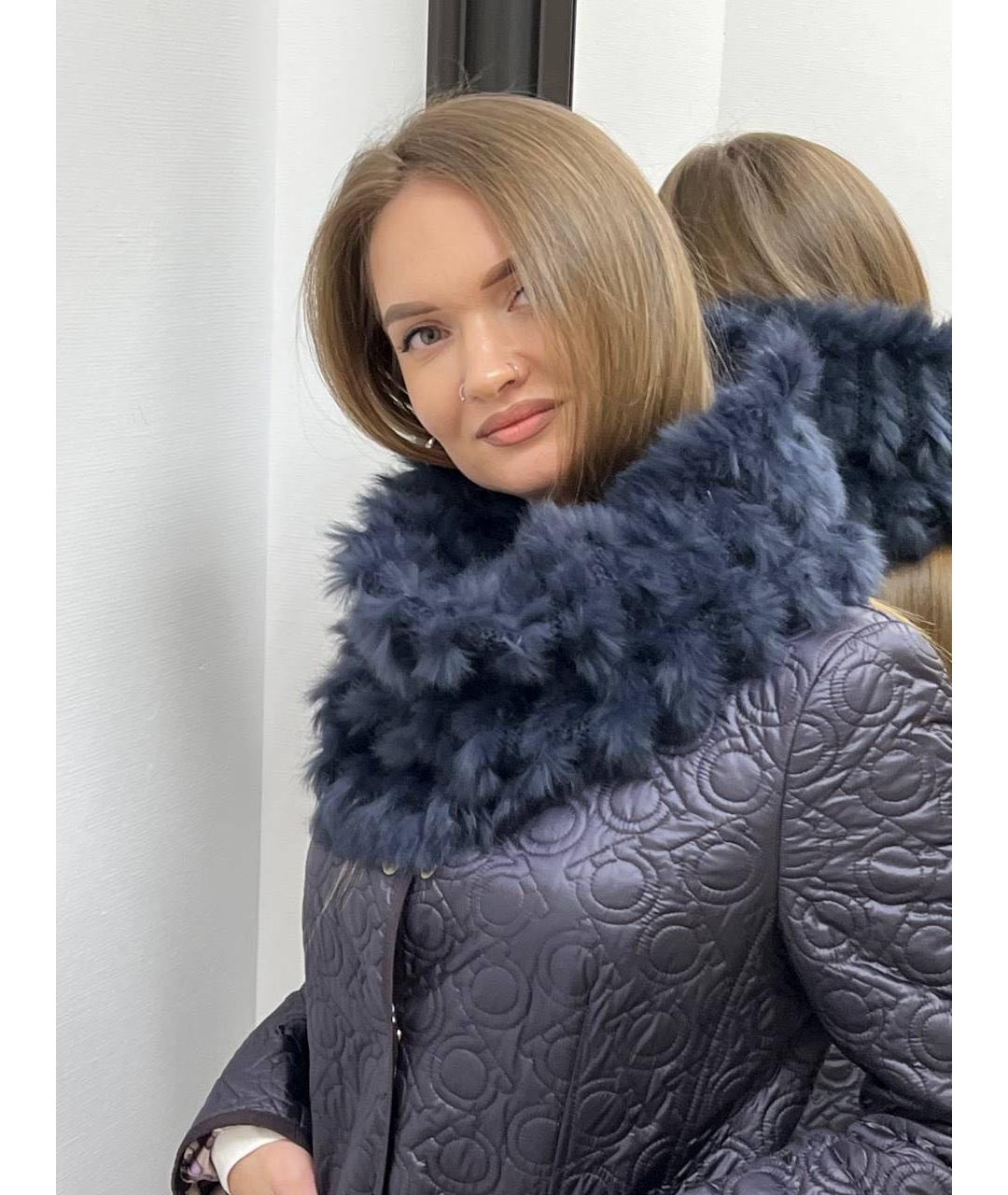 ARMANI COLLEZIONI Темно-синий шерстяной шарф, фото 4