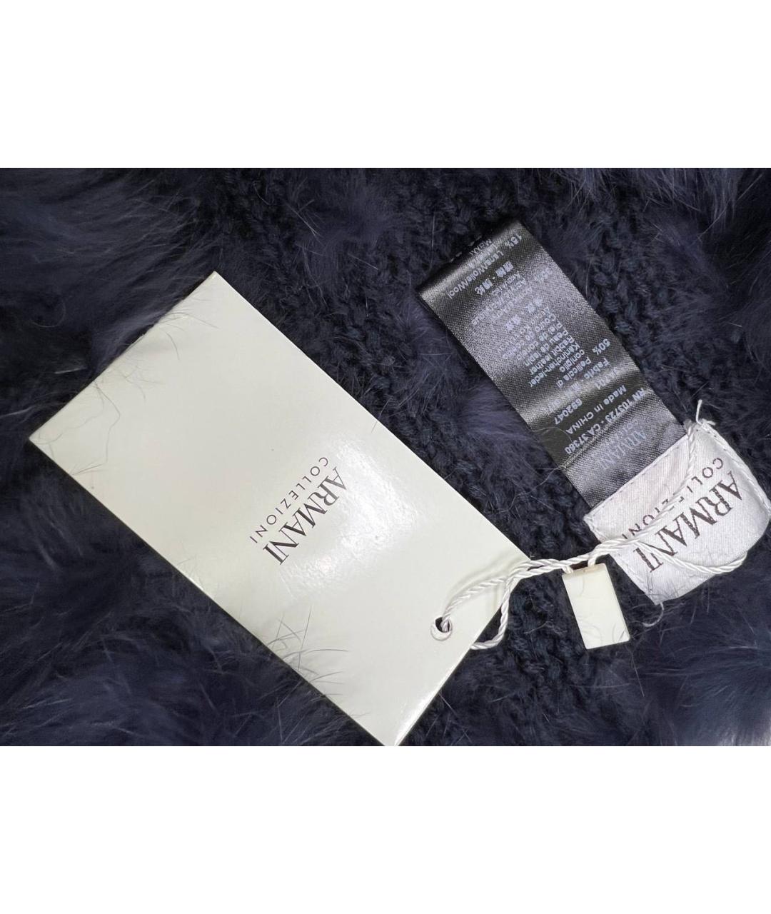 ARMANI COLLEZIONI Темно-синий шерстяной шарф, фото 2