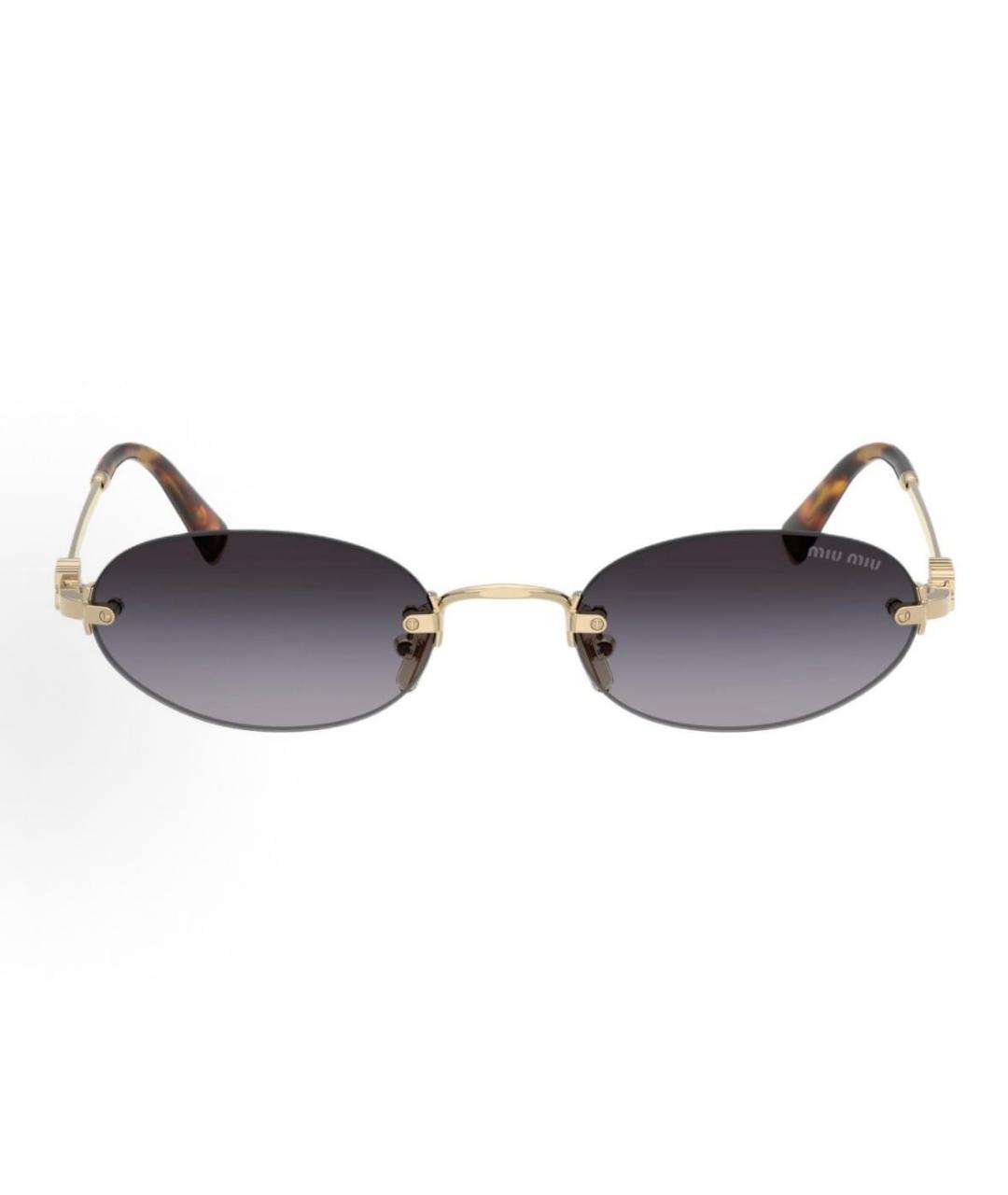 MIU MIU Золотые металлические солнцезащитные очки, фото 3