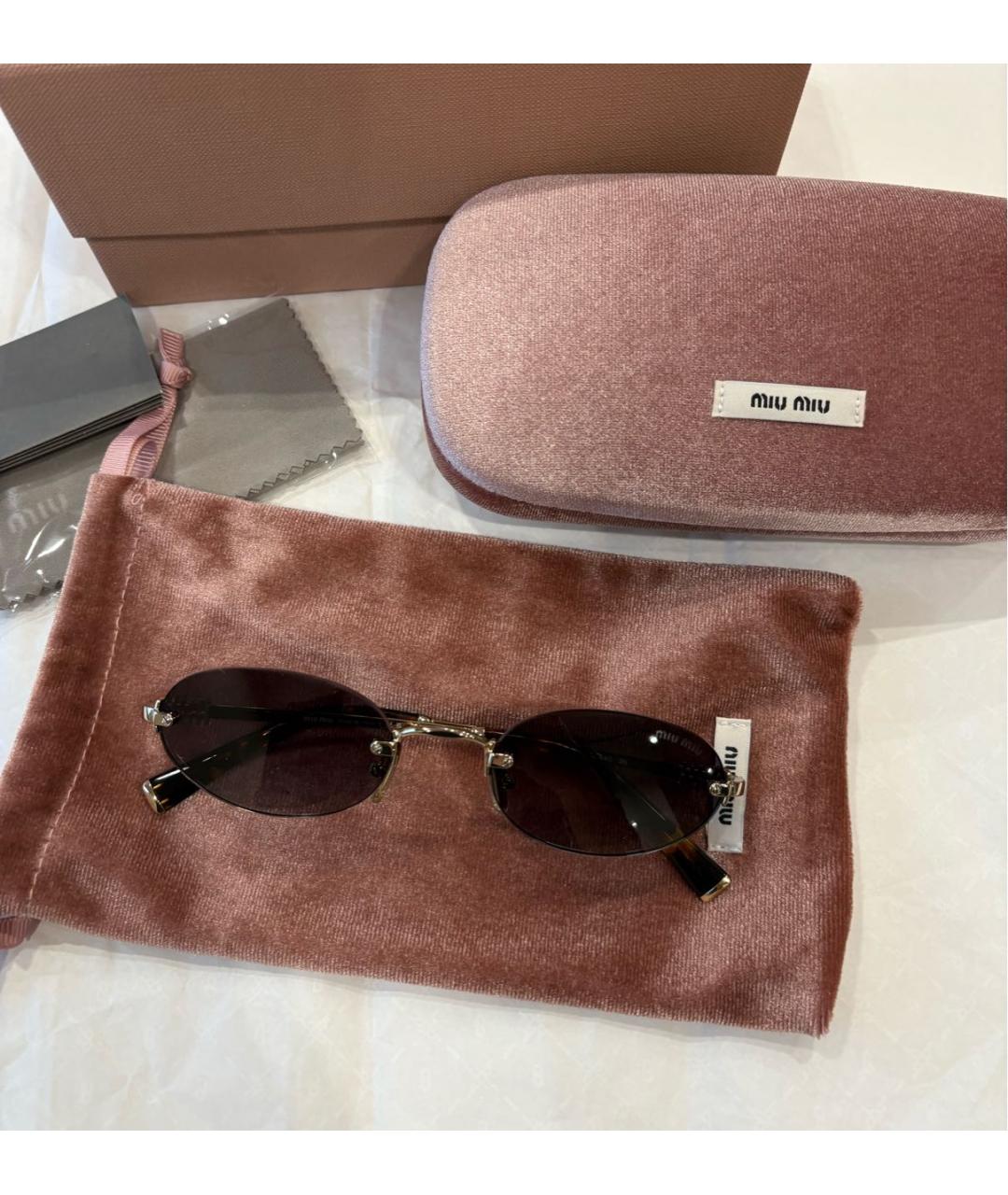 MIU MIU Золотые металлические солнцезащитные очки, фото 6