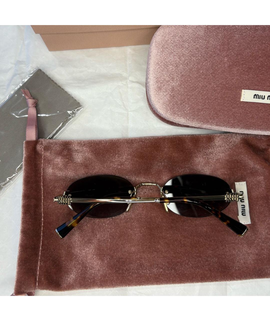 MIU MIU Золотые металлические солнцезащитные очки, фото 8