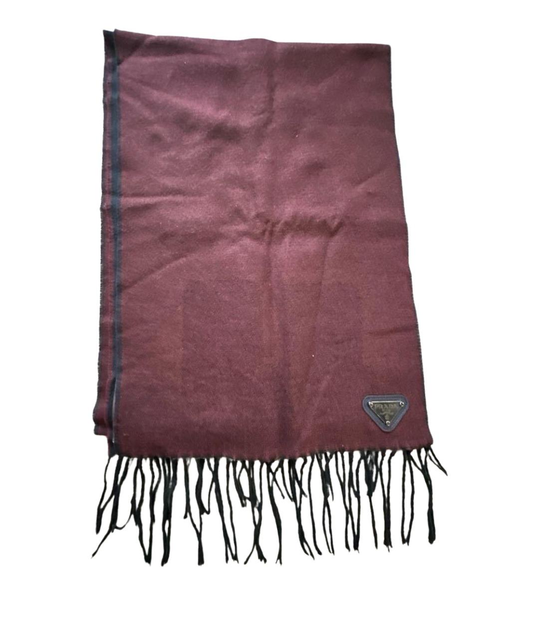 PRADA Бордовый шерстяной шарф, фото 1