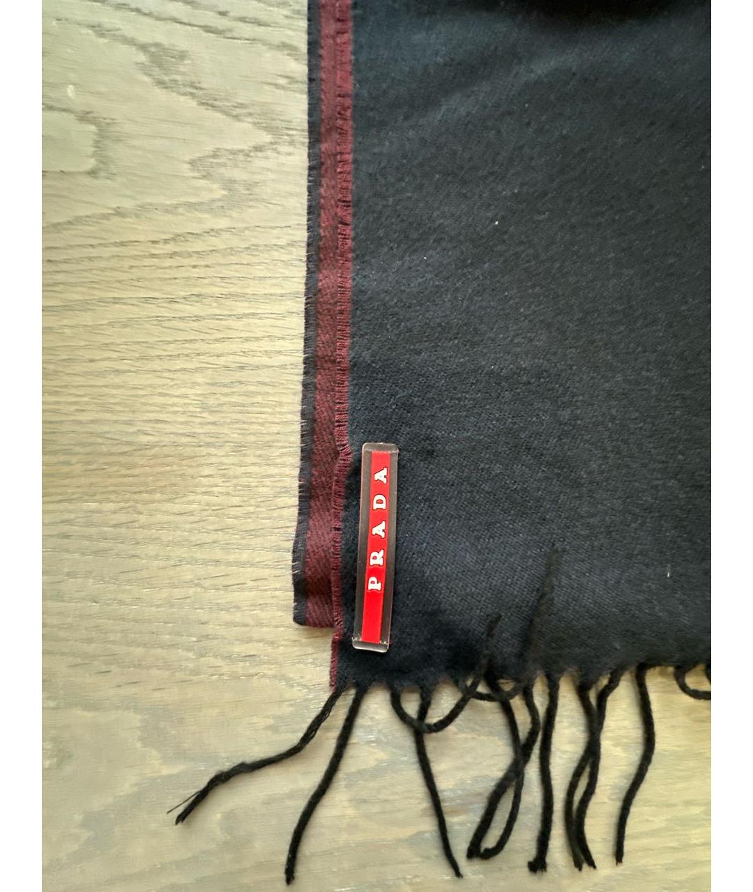 PRADA Бордовый шерстяной шарф, фото 4