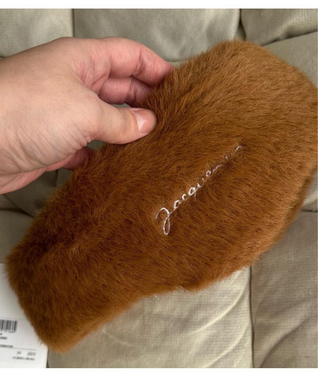 JACQUEMUS Коричневая хлопковая повязка на голову, фото 3