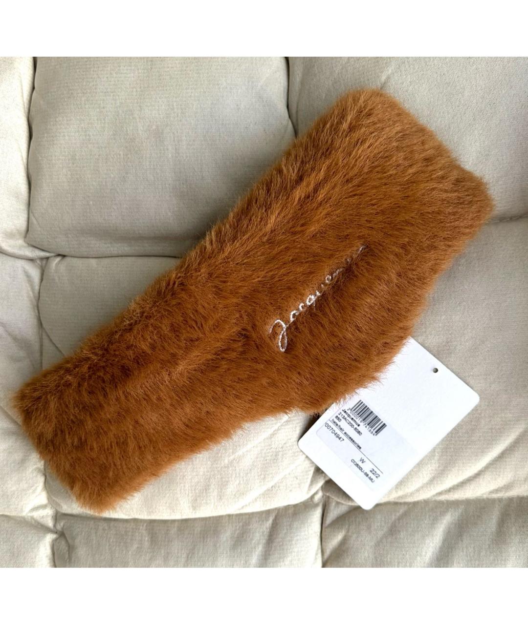 JACQUEMUS Коричневая хлопковая повязка на голову, фото 4