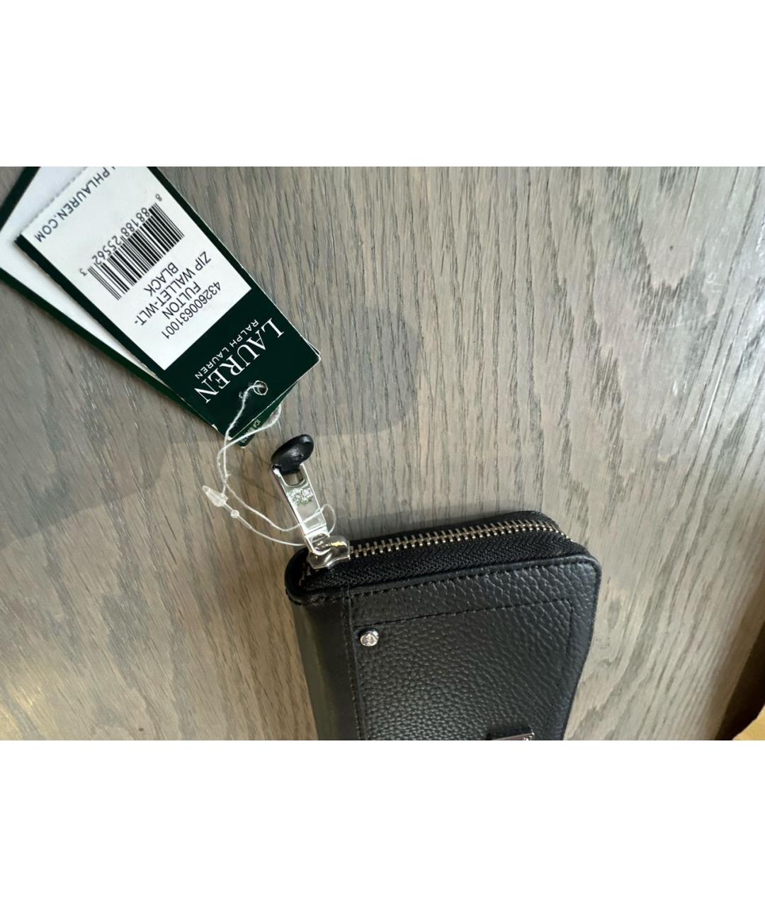 RALPH LAUREN Черный кожаный кошелек, фото 2