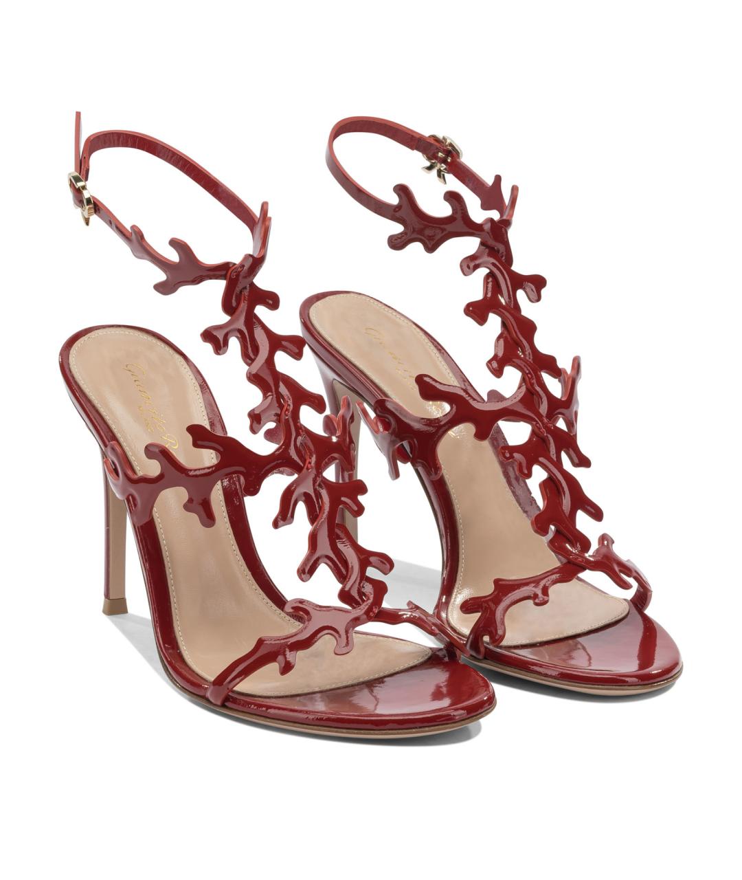 GIANVITO ROSSI Красные кожаные босоножки, фото 2