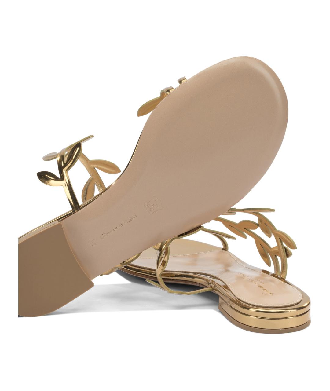 GIANVITO ROSSI Золотые кожаные сандалии, фото 5