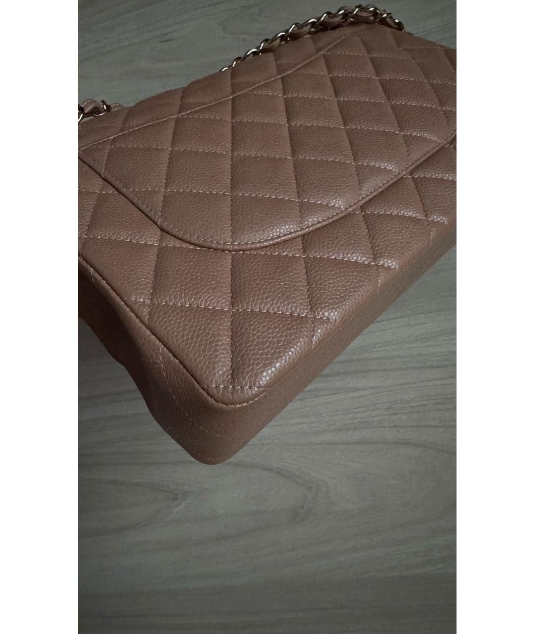 CHANEL Бежевая кожаная сумка через плечо, фото 5