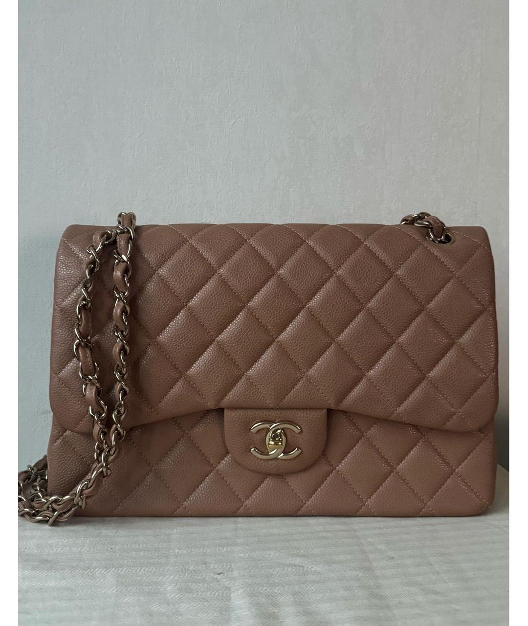 CHANEL Бежевая кожаная сумка через плечо, фото 9