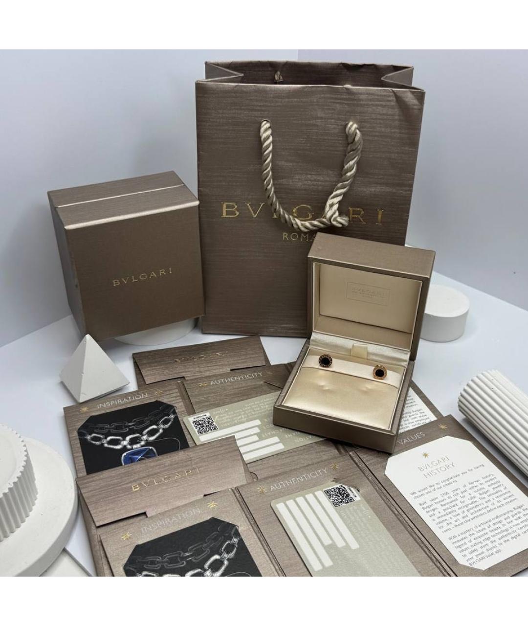 BVLGARI Черные серьги из розового золота, фото 2