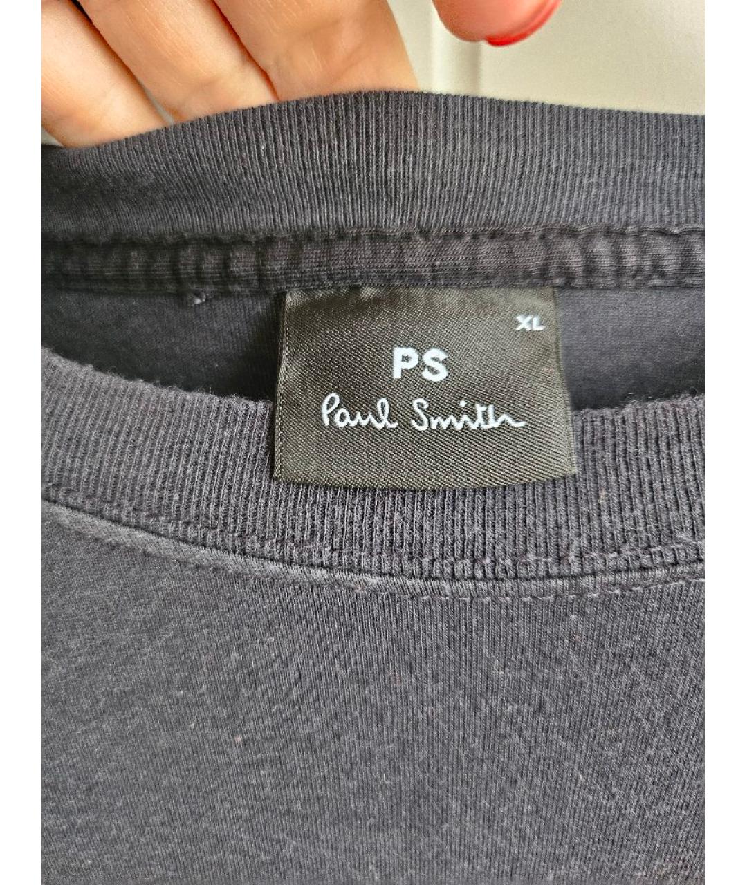 PAUL SMITH Антрацитовая хлопковая футболка, фото 3