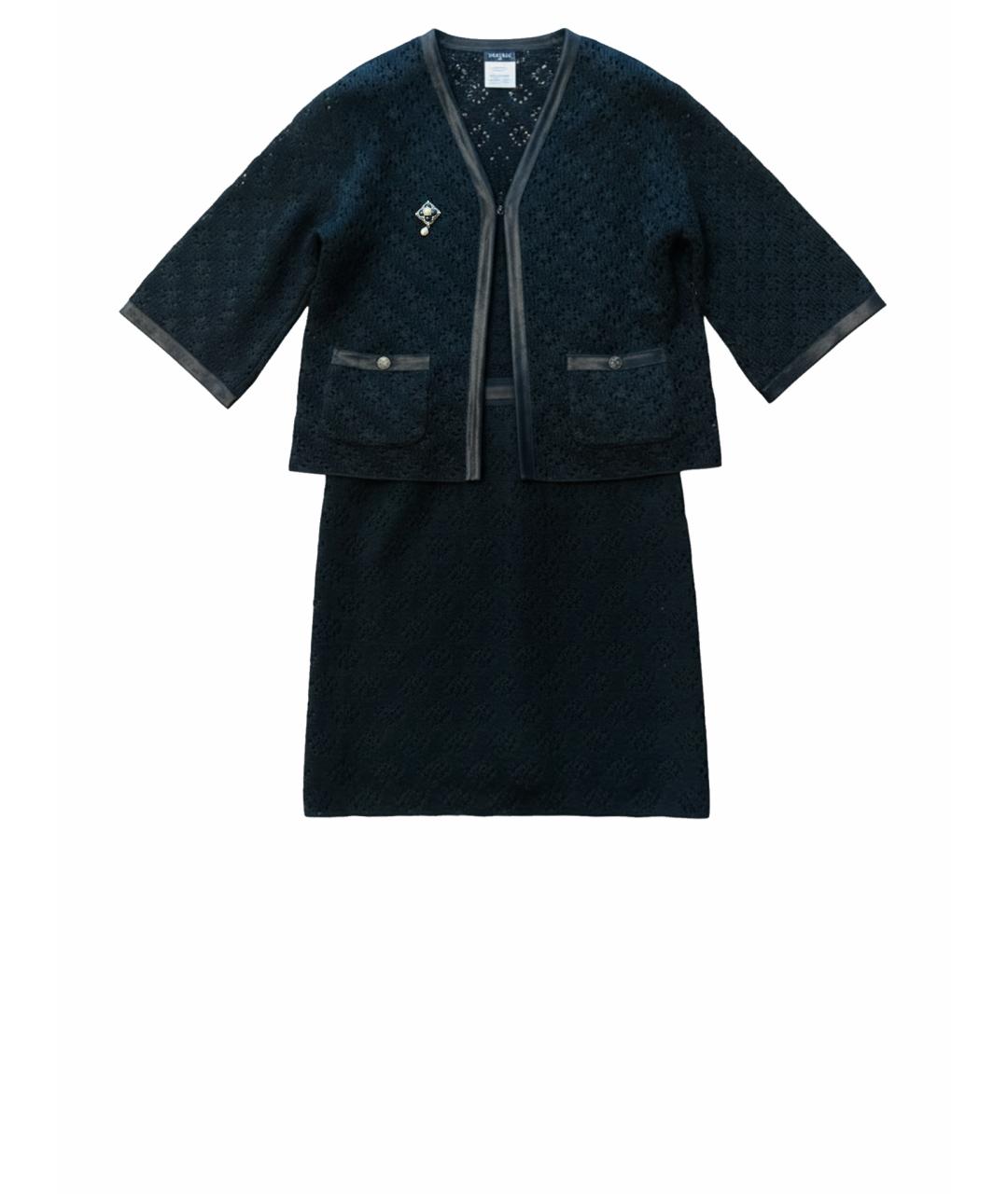 CHANEL Черное шелковое повседневное платье, фото 1