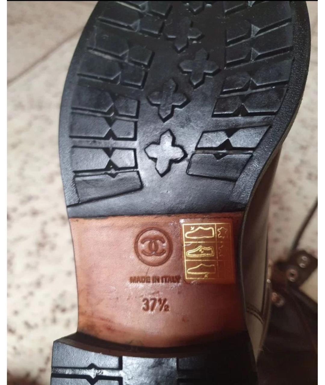 CHANEL Коричневые кожаные ботинки, фото 3