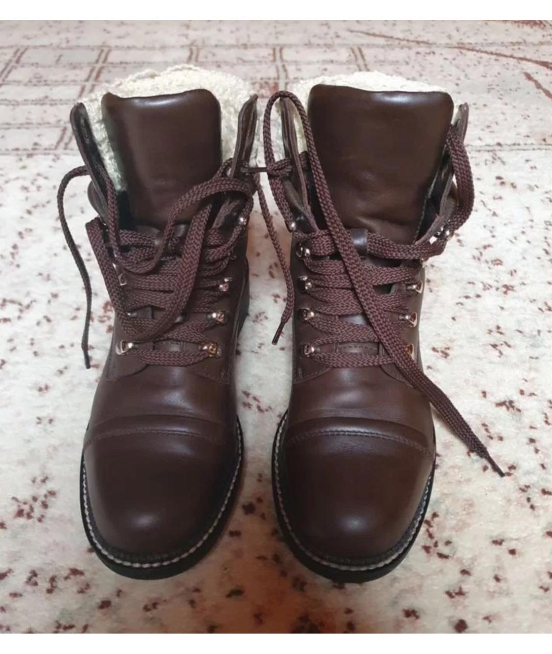 CHANEL Коричневые кожаные ботинки, фото 2