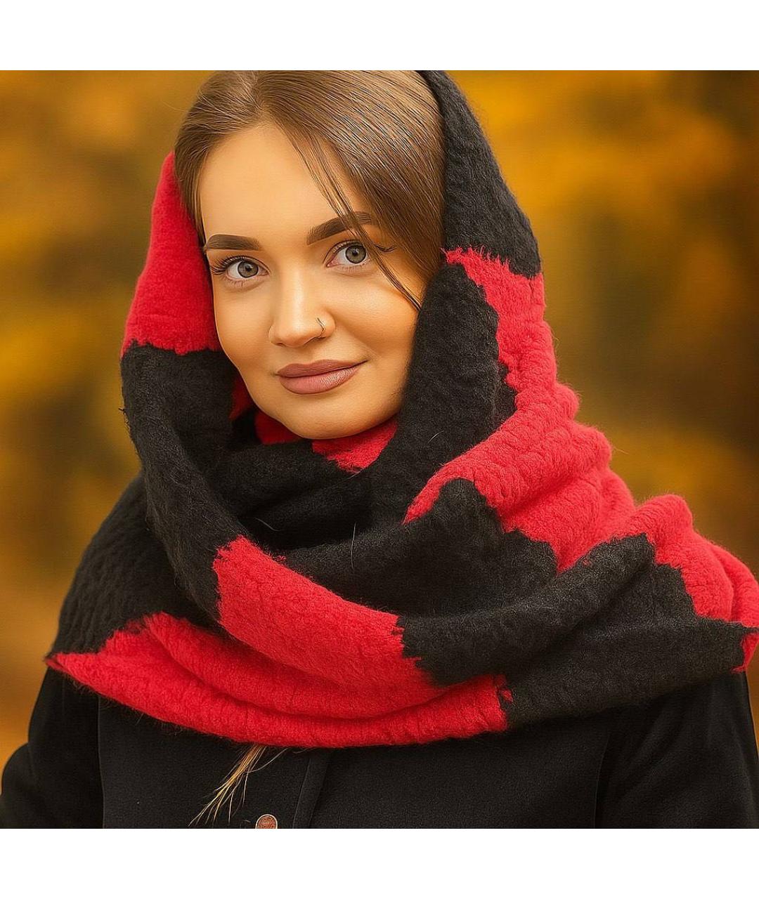 MM6 MAISON MARGIELA Красный шерстяной шарф, фото 4