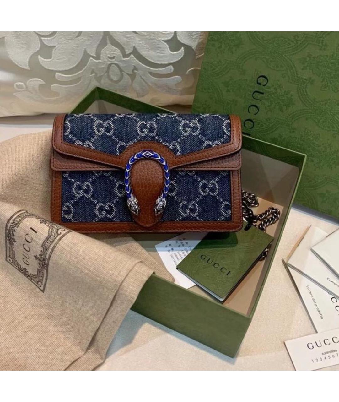 GUCCI Темно-синяя тканевая сумка через плечо, фото 2