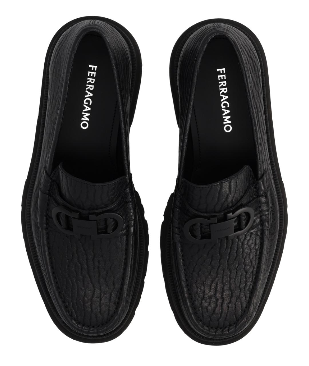 FERRAGAMO Черные кожаные лоферы, фото 5