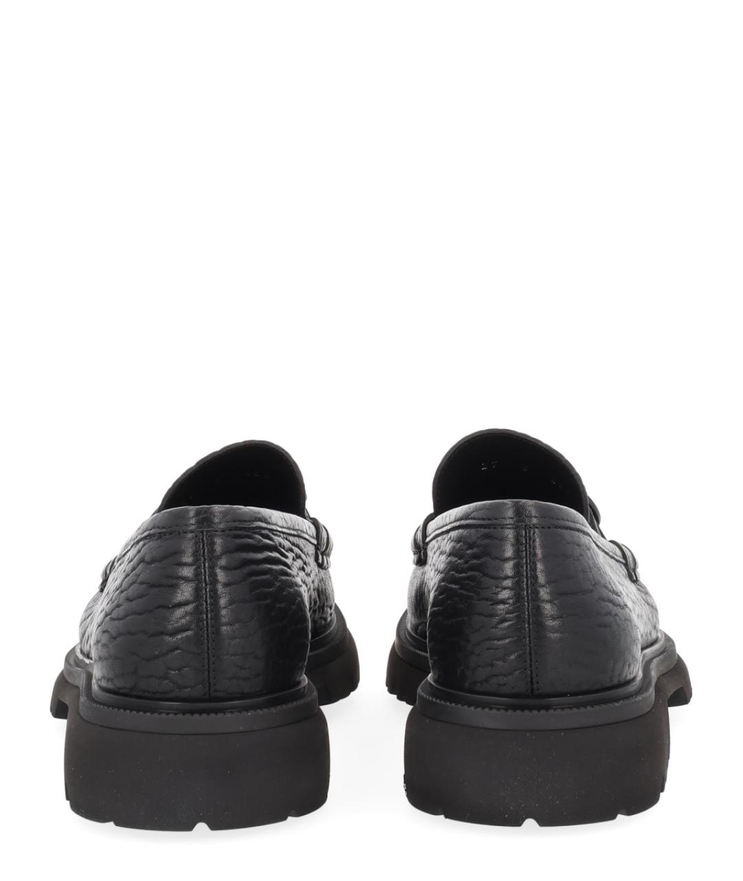 FERRAGAMO Черные кожаные лоферы, фото 4