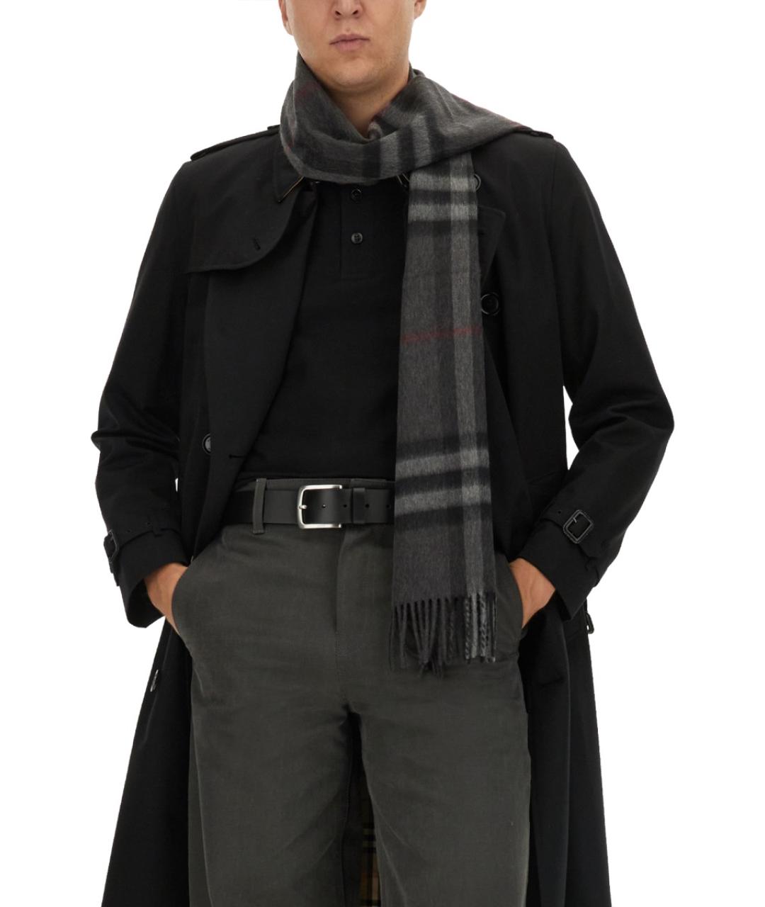 BURBERRY Черный кашемировый шарф, фото 2
