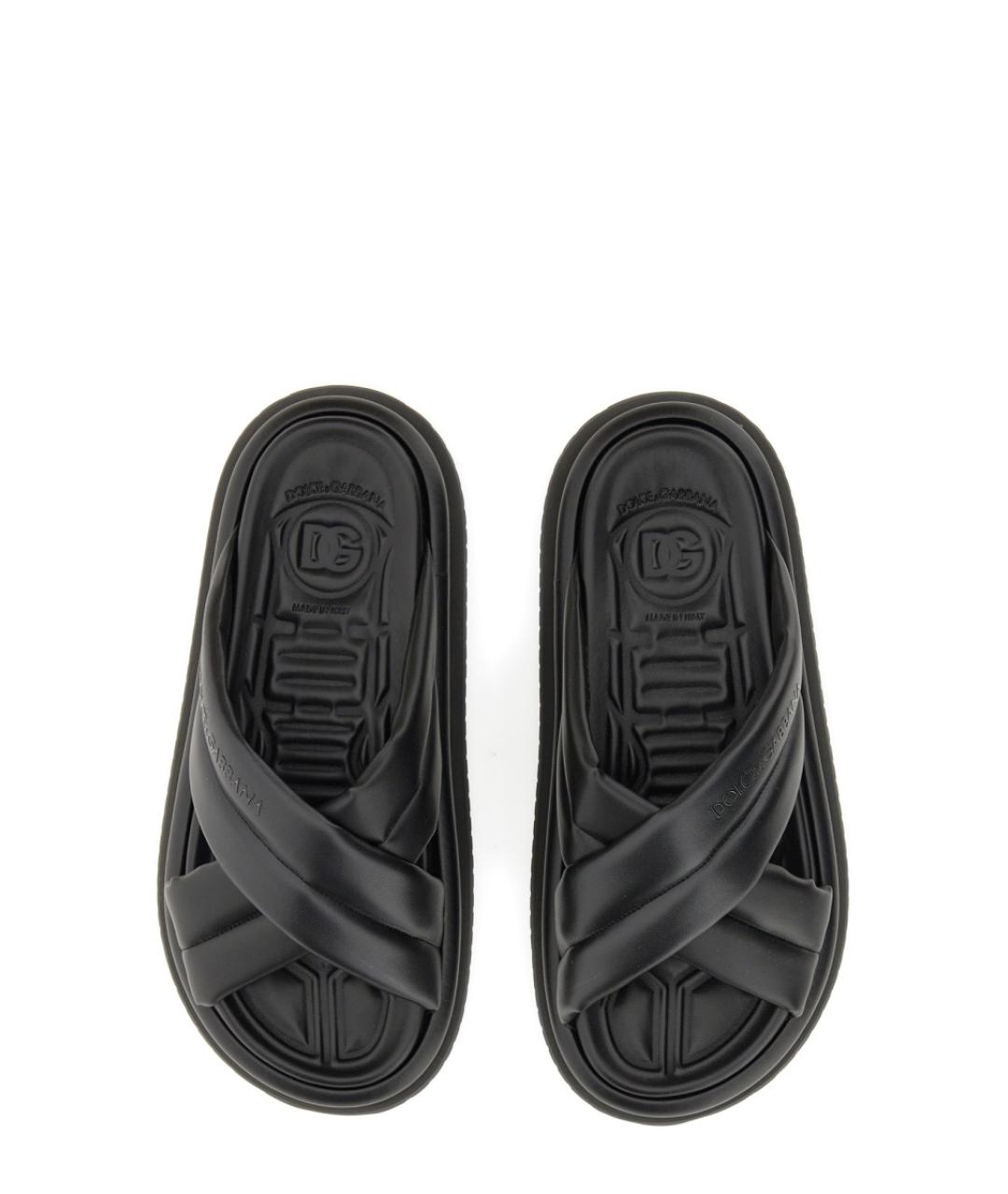 DOLCE&GABBANA Черные шлепанцы из искусственной кожи, фото 2