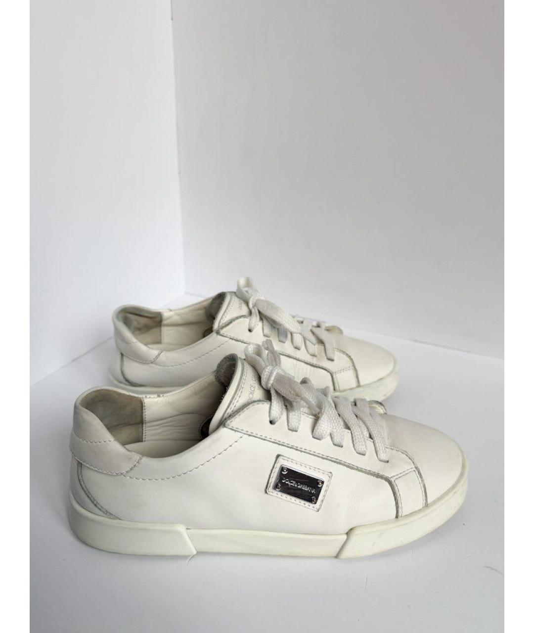 DOLCE & GABBANA KIDS Белые кожаные кеды, фото 5