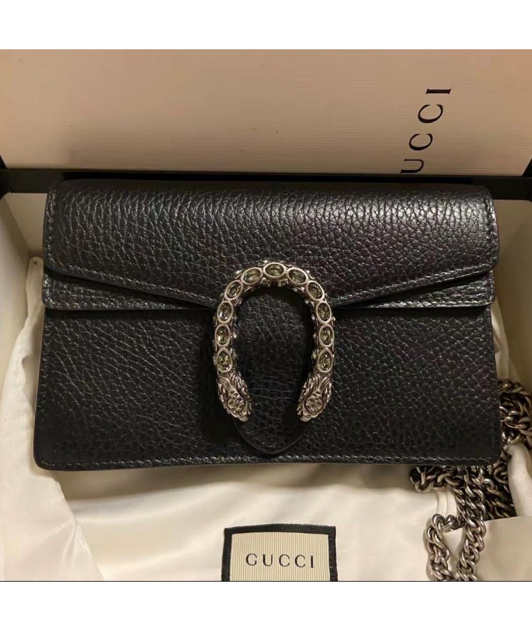 GUCCI Черная кожаная сумка через плечо, фото 2