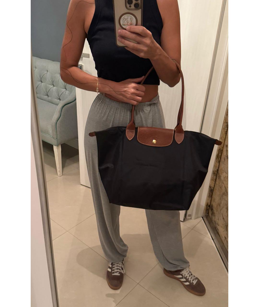 LONGCHAMP Черная тканевая сумка с короткими ручками, фото 7